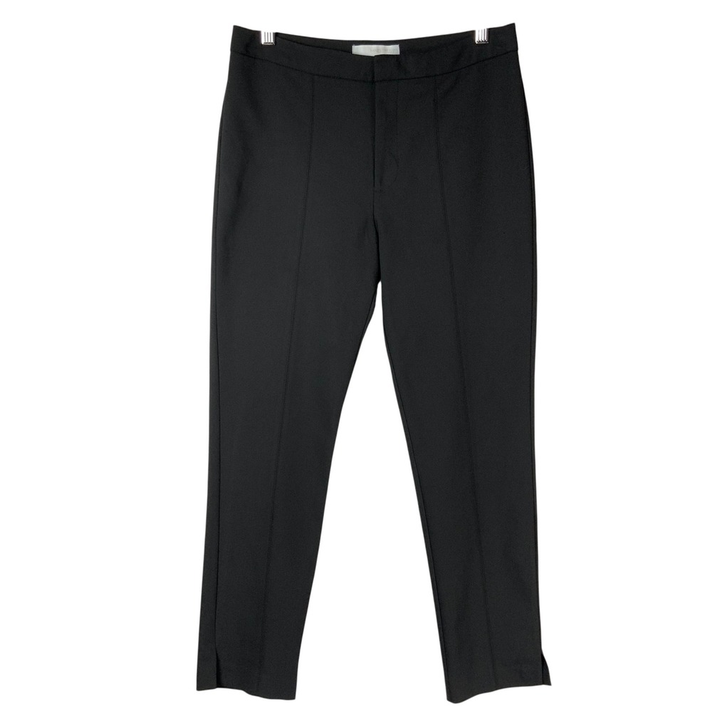MNG Mango Black Solid Tapered Dress Pants Size 6 Mid Rise Front Seam Detail